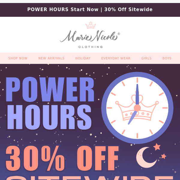 ⏱ POWER HOURS Starts Now - Shop 30% Off Sitewide 💜