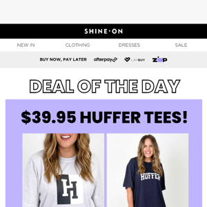 Score a HUFFER tee for $39.95! ⚡️