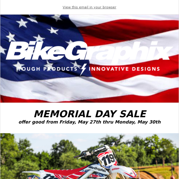 Memorial Day Sale - 25% Off Graphics, Number Plates, Jersey Lettering and MORE