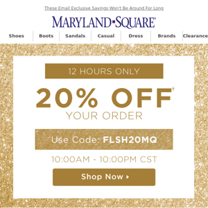 Time's Almost Up! Take 20% Off Your Order