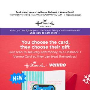 Give a Hallmark + Venmo Card for the holidays 🎅