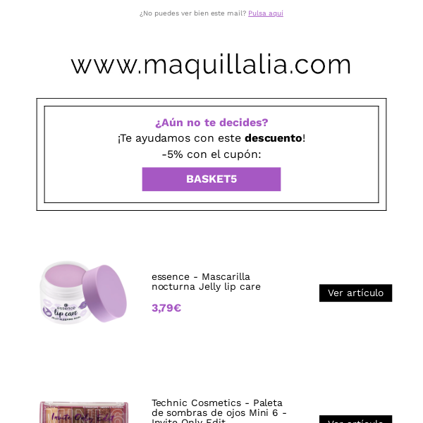 Maquillalia, 🧺 Tu cesta te trae una sorpresa...🎁 ¡DESCUENTAZO!