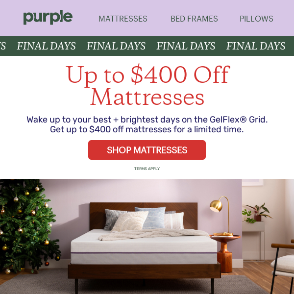 Don’t Wait - Up to $400 Off Mattresses