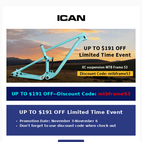 UP TO $191 OFF Limited Time Event-XC suspension MTB Frame S3