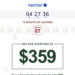 Nectar starting at $359 - hurry, expires tonight ⌛️