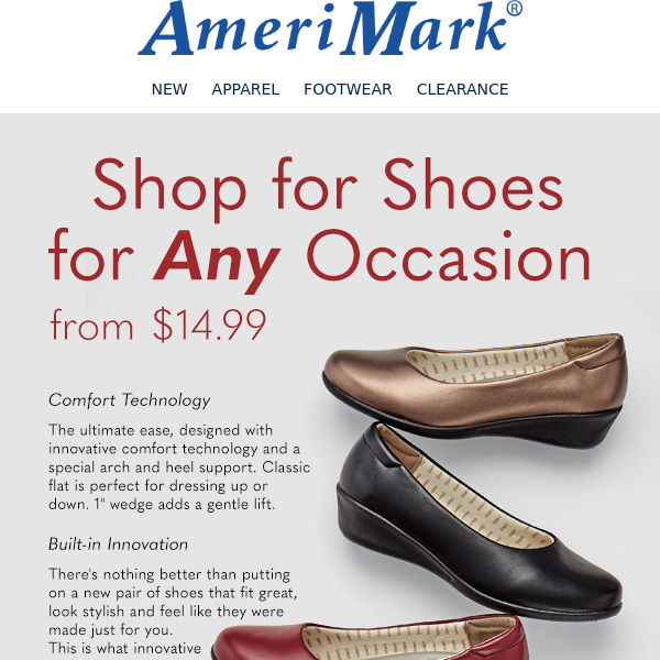 Shop for Shoes for Any Occasion from $14.99