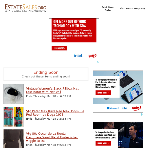 Your daily items for sale on EstateSales.org