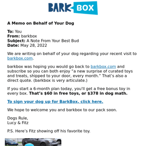 📝 A note from BarkBox