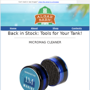 Back in Stock Special Announcement from AlgaeBarn!