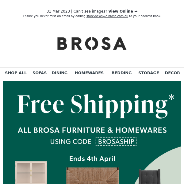 Free Shipping* on Brosa Range - Bed Frames, Sideboards, Buffets & more!