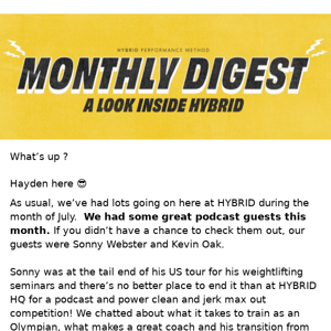 Your HYBRID Monthly Digest!