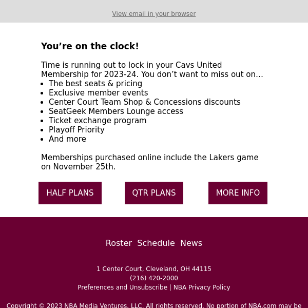 🚨Time's Running Out On 2023-24 Cavs United Memberships