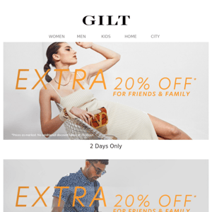 Friends & Family: Extra 20% Off for 2 Days | Designer Night Out