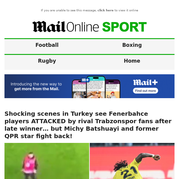 Shocking scenes in Turkey see Fenerbahce players ATTACKED by rival Trabzonspor fans after late winner… but Michy Batshuayi and former QPR star fight back!