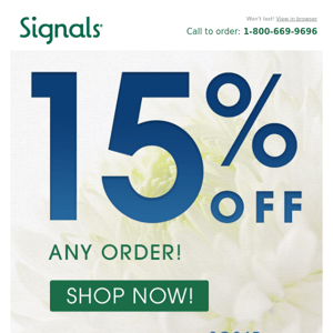 15% Off Your Order! Just TODAY