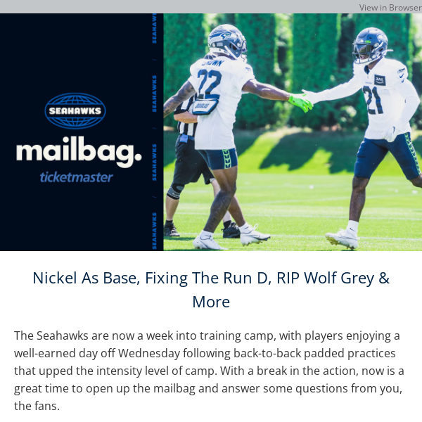 Seahawks Mailbag  Nickel As Base, Fixing The Run D, RIP Wolf Grey