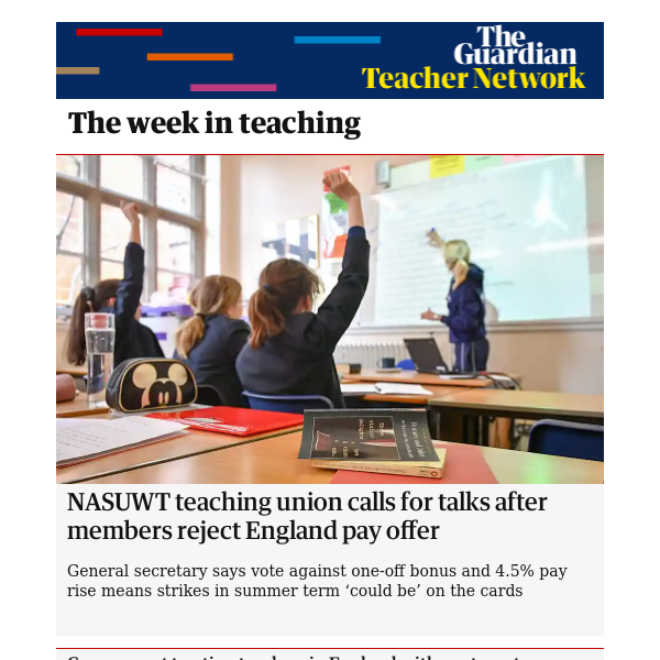 Teacher Network: -NASUWT teaching union calls for talks after members reject England pay offer