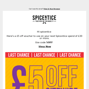 Reminder: £5 off SITEWIDE this weekend