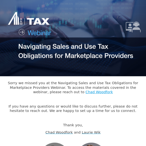 Sorry we missed you at the Navigating Sales and Use Tax Obligations for Marketplace Providers