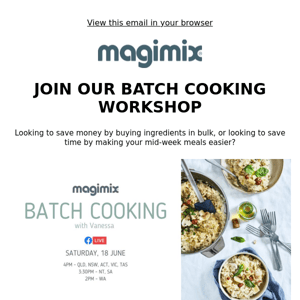 YOU'RE INVITED: BATCH COOKING WORKSHOP