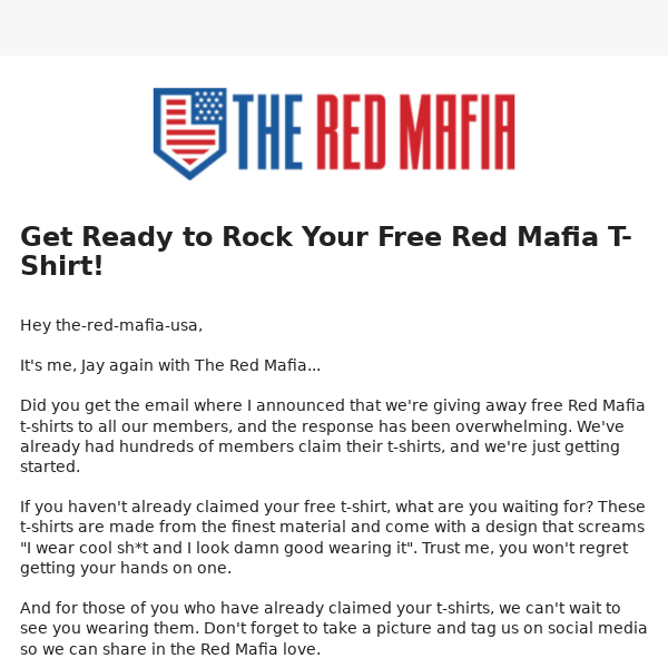 😆Get Ready to Rock Your Free Red Mafia T-Shirt!
