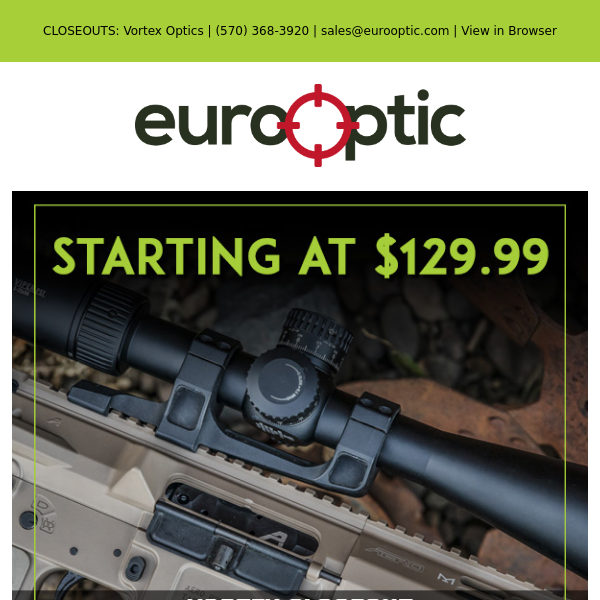 VORTEX CLOSEOUTS: Scopes Starting at $129.99!