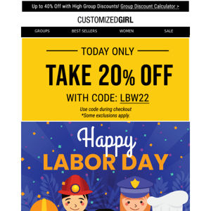 Happy Labor Day! 20% Off Sitewide!