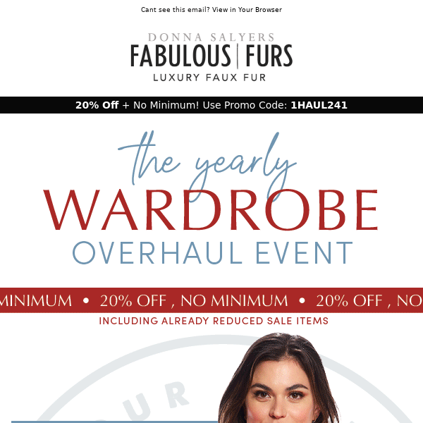 Our Yearly Wardrobe Overhaul Event Starts Now! 20% Off + No Minimum!