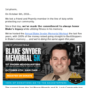 🔵 Join us — Annual Blake Snyder Memorial Workout