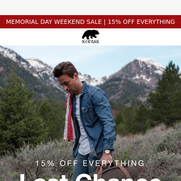 Last Chance!! Save 15% this Memorial Day Weekend