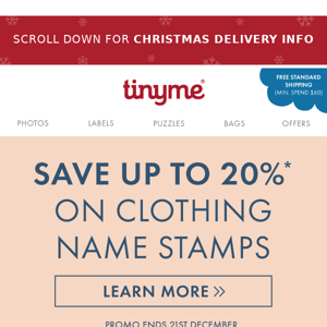 SAVE UP TO 20% on NEW Clothing Name Stamps!