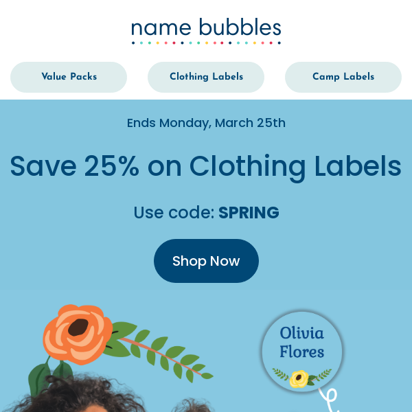 Spruce up your labels for spring, Name Bubbles! 😊