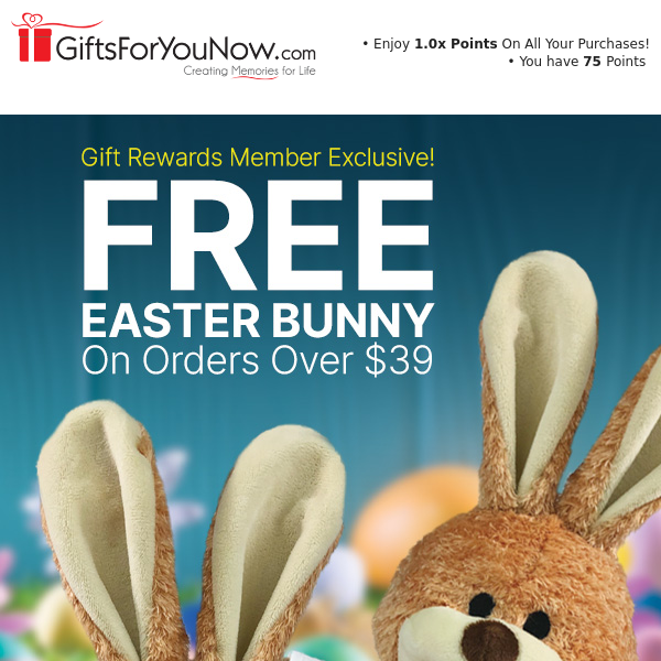 FREE Plush Easter Bunny on Orders Over $39!