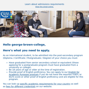 Find out how to apply to George Brown.