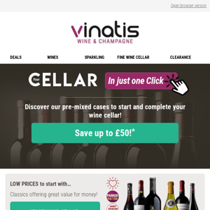 Save up to £50! Pre-mixed cases to create or stock your wine cellar!