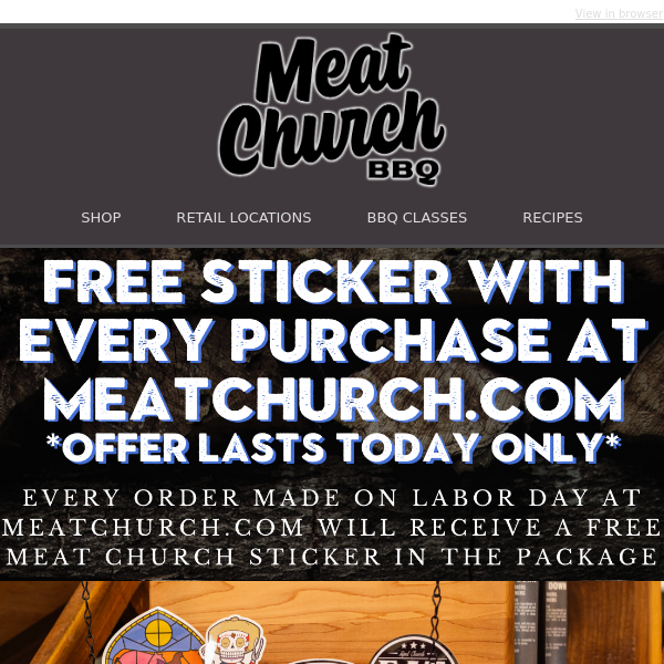 Free Sticker with Any Purchase at meatchurch.com