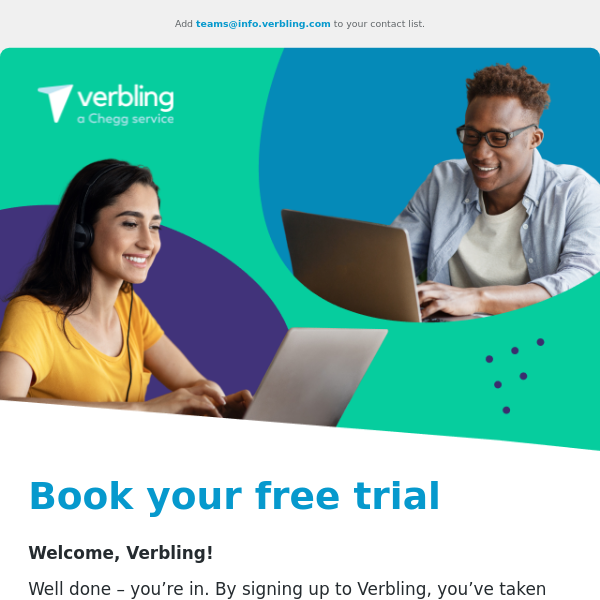 Welcome to Verbling 👋 Let’s start by booking your trial lesson