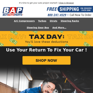 It's Tax Day! Check Out These Auto Parts For Your Car !