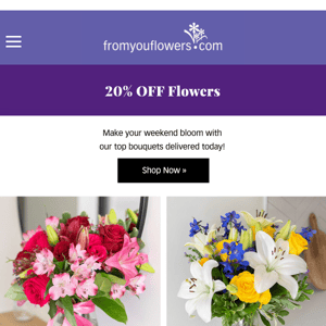 20% Off! Say it with Flowers or Chocolates.