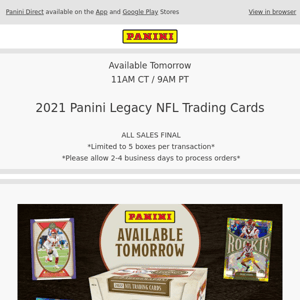 🏈 2022 Panini Legacy NFL Trading Cards Available Tomorrow!