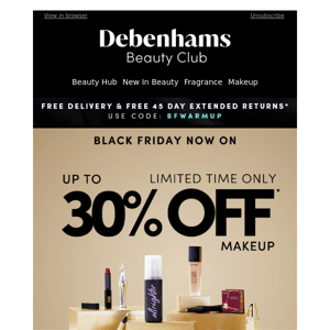 48 hours only: up to 30% off makeup + FREE delivery