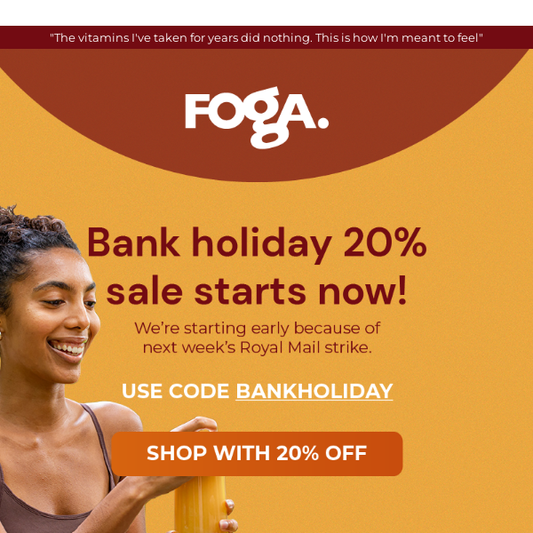 Bank Holiday Savings Start Today