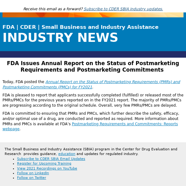 FDA Issues Annual Report on the Status of Postmarketing Requirements and Postmarketing Commitments