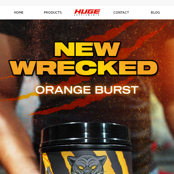 Unleash the Burst! Introducing Wrecked Pre Workout in Orange Burst Flavor 🍊