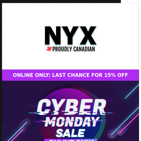 FINAL HOURS: 15% OFF CYBER MONDAY SALE