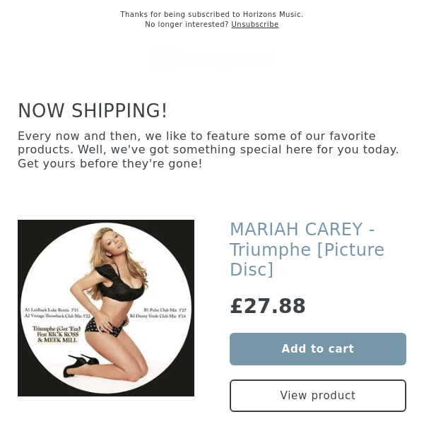 ARRIVED! MARIAH CAREY - Triumphe [Picture Disc]