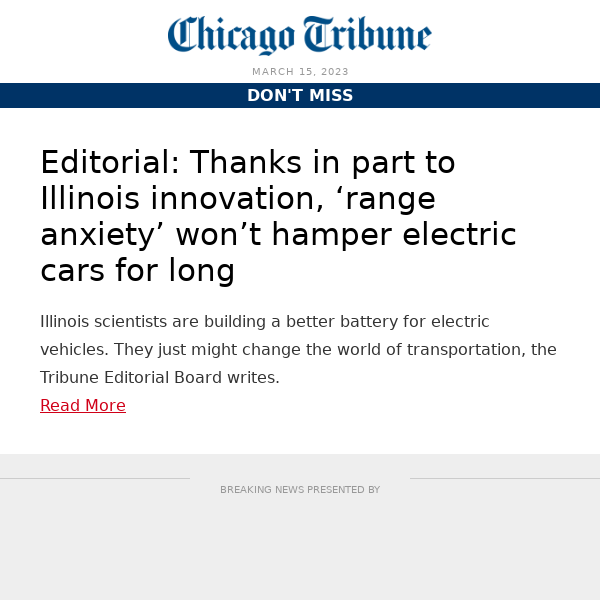 Editorial: Thanks in part to Illinois innovation, ‘range anxiety’ won’t hamper electric cars for long