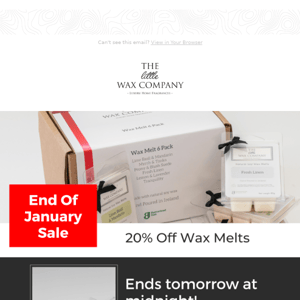 Don't miss out on our end of January sale - Get 20% Off Wax Melts 🕯️