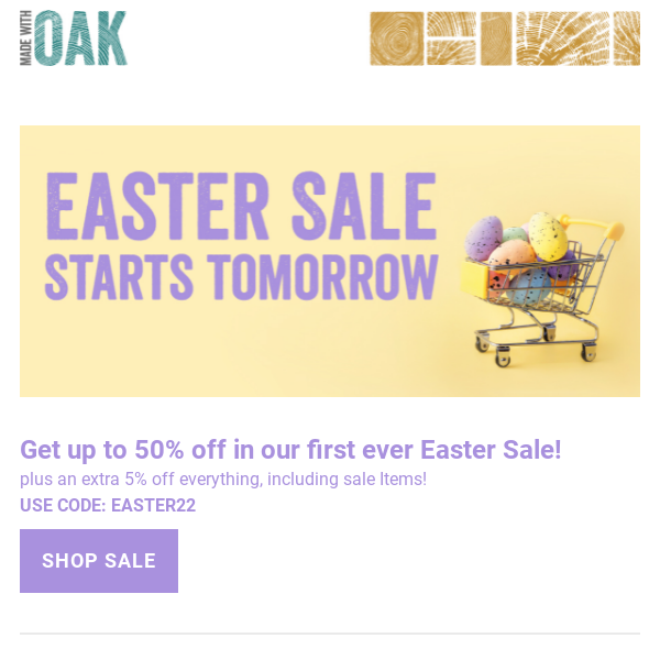 Save up to 50% off in our Easter Sale 🐣 Starts Tomorrow!