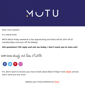 MUTU Black Friday is Coming!